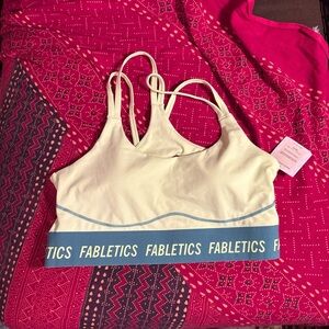 NWT Fabletics Yellow Sports Bra with Blue Band Size XL